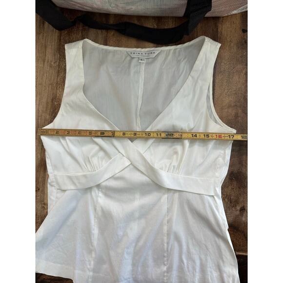 Trina Turk Women's White V-Neck Cotton Blended Blouse Top Size Large - Picture 7 of 7